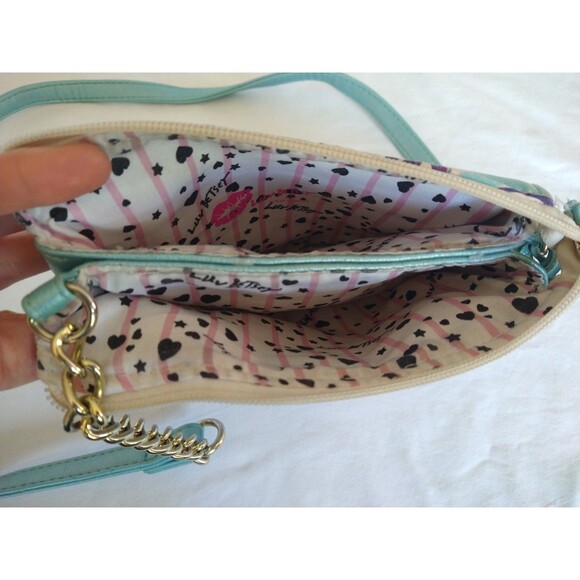 Luv BETSEY JOHNSON Mermaid Crossbody Bag w/charm small mini purse lavender blue - Picture 14 of 16